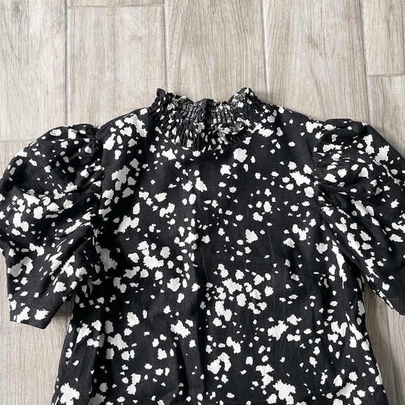 [WhoWhatWear] Puff Sleeve Splatter Print Dress - Picture 5 of 9